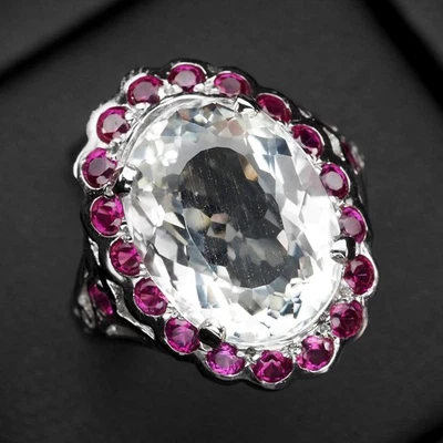 IMPRESIONANTES ANILLOS HECHOS A MANO DE PLATA DE LEY 925 DE 6,70 QUILATES OVALADOS DE ZAFIRO BLANCO TALLA 6,25 Foto 1 de 4