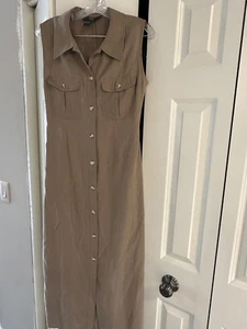 ORVIS SILK TANK SHIRT DRESS WOMENS 10 CLASSIC LAGENLOOK PREPPY SAFARI - Picture 1 of 7