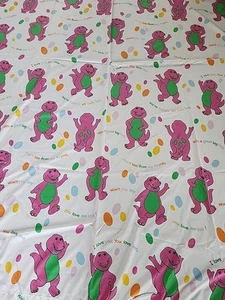 Vintage 1993 Barney The Bibb Company Made in USA Twin Flat Sheet - Bild 1 von 19
