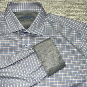 Twillory Performance Men 17 ( XL) Long sleeve Button up Blue Plaid flip cuff - Picture 1 of 7