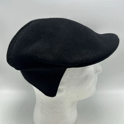 Boné chapéu Kangol masculino XL Earlap Newsboy golfe cabbie inglês lã preta - Imagem 1 de 4