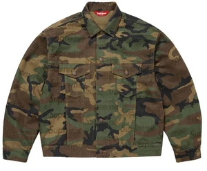 Supreme Jacquard Logos Denim Trucker Jacket Woodland Camo - Bild 1 von 7