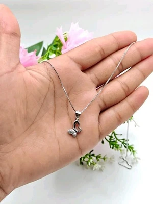 Bellissimo Argento Sterling Cuore Farfalla Collana con Ciondolo Gioielli per Lei - Immagine 1 di 4