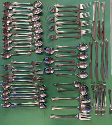 65 Pcs Triumph Rogers Co Stanley Roberts Stainless Flatware Set Vintage Serving - Image 1 of 4