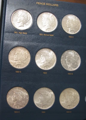 1921-1935 МИРА СЕРЕБРЯНЫЕ ДОЛЛАРЫ 24 МОНЕТЫ ПОЛНЫЙ КОМПЛЕКТ В АЛЬБОМЕ - Изображение 1 из 4