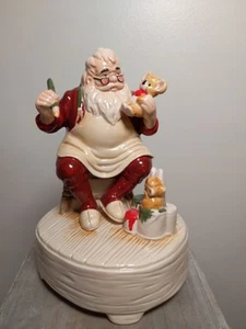 Otagiri Japan Babbo Natale Officina Ceramica Carica Music Box "Gioia al Mondo" - Foto 1 di 10