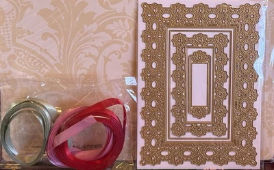 Anna Griffin Eyelet Elegance Dies from Crop 10, Incl. Red, Green, & Pink Ribbon - Image 1 of 4