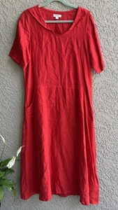 Vintage Sparrow Women’s Dress Linen Red Pocket A-line Sz 3 Made in USA (READ) - Picture 1 of 6