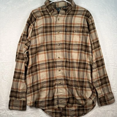 Men’s GH Bass & Co. Long Sleeve Flannel Button Down Shirt Size L Brown & Tan - Image 1 of 4