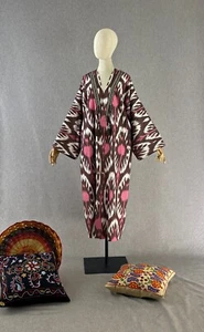 Uzbek ikat chapan/Cotton jacket/Boho ikat coat/Ethnic abaya cape/Tribal kimono - Picture 1 of 9