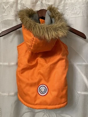 LuvGear Dog Jacket Vest Coat Fur Lined Hood Orange COLD ALERT TECHNOLOGY LRG GUC - Image 1 of 4