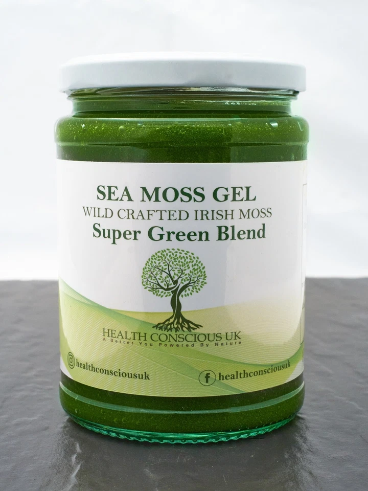 HEALTH CONSCIOUS UK 100% Organic Sea Moss Gel / 500ml / Super Green Blend / Irish Moss / St Lucia
