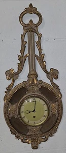 Vintage German Nessalc Co. Ornate Gilt Wall Clock Working Retro Mid-Century 8Day - Picture 1 of 11