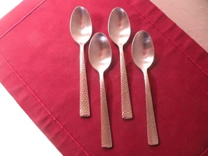 Set Of 4 Robinson Surry Hammered Stainless Steel Place Oval Soup Spoons 7 1/8" - Picture 1 of 4