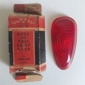Lente de lámpara de parada y cola Plymouth 1939 vintage - vidrio rubí - Lynx-Eye T-363 - nunca usada - Imagen 1 de 5