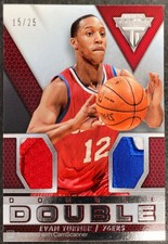 2013/14 PANINI TITANIUM EVAN TURNER DOUBLE DOUBLE PRIME PATCH CARD /25 #43