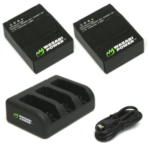 Wasabi Power Battery (2-Pack, 1200mAh) and Triple Charger for GoPro HERO3, - Picture 1 of 8