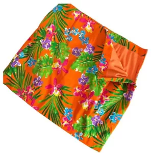 Ralph Lauren Black Label Short Skirt Womens 12 Orange Floral Tropical Print - Imagen 1 de 11