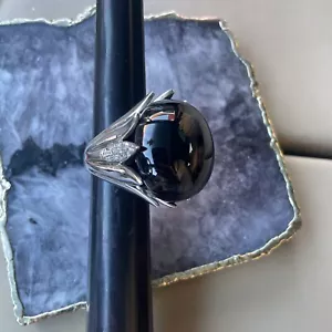 .925 Sterling Silver & black Onyx cocktail ring Fine Jewelry Gifts Deals Sales - Picture 1 of 9