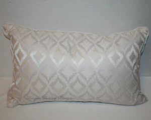 Hudson Park Ikat Ogee Throw Pillow 12x20" Blush Pink Metallic Diamond Breakfast - Picture 1 of 7