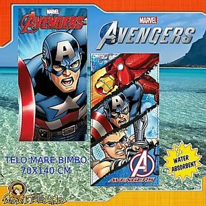 Telo da Mare Piscina Spiaggia Asciugamano Bambino in Microfibra Marvel Avengers - Picture 1 of 5