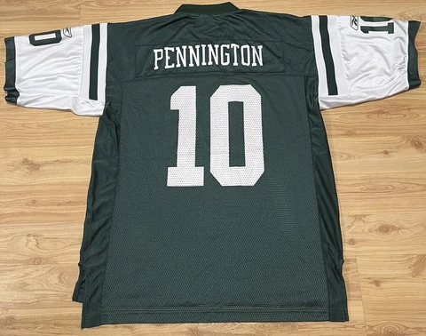 VINTAGE REEBOK NFL NEW YORK JETS #10 CHAD PENNINGTON JERSEY SZ L AWAY GREEN Cover
