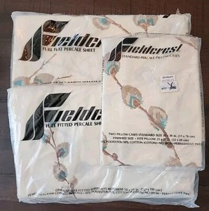 VNTG 1970s Fieldcrest Full Percale Set New Old Stock Tan Pussywillows (Set Only) - Picture 1 of 5