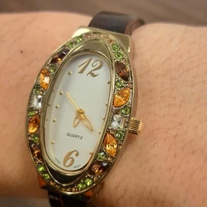 Vtg Women's Watch Ornate Rhinestone Jeweled Quartz Japan MVMT New Battery  - Picture 1 of 11