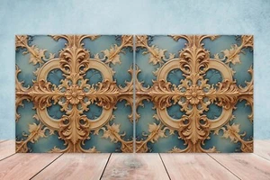 Azulejos de pared de cerámica victoriana - Juego de 2 azulejos de cerámica para salpicadero de cocina para baño - Imagen 1 de 3