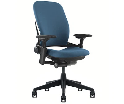 New Steelcase Leap Chair Adjustable V2 Buzz2 Blue Fabric Desk Seat - Black Frame