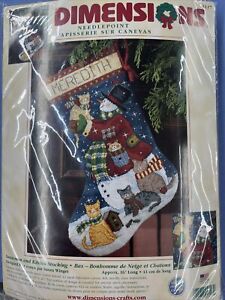 Dimensions 9127 SNOWMAN AND KITTIES Needlepoint Stocking Kit ~ Sealed 2001 NEW
