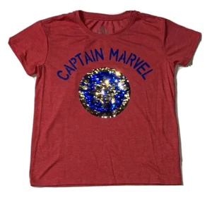 Preowned- Gap Kids Captain Marvel Sequins Graphic Top Girls (Size L/10) - Picture 1 of 4