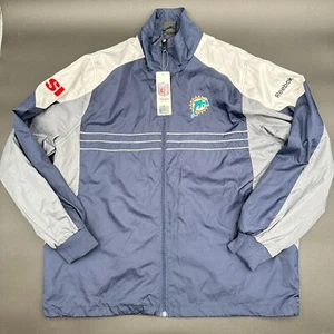 Vintage Miami Delfine Jacke Reebok groß blau durchgehender Reißverschluss Windschutz - Bild 1 von 4