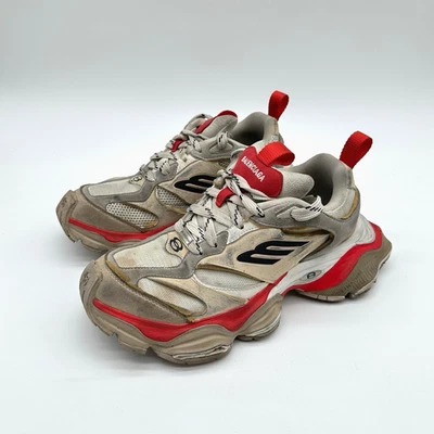 Balenciaga Cargo Sneakers Worn Out Beige Red Men's Size 46 US 13 Distressed - Image 1 of 4