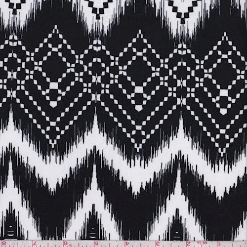 Tela tejida de jersey ITY blanco/negro Ikat Chevron Foto 1 de 1