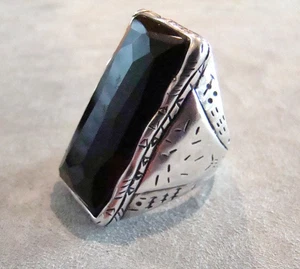 SILPADA Sterling & Onyx BLACK TIE Rectangle Statement Ring R2891 SZ 7.5 - Picture 1 of 9