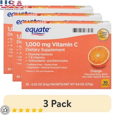 Apoyo Inmunológico Vitamina C Polvo 1000mg Bebida Efervescente Mezcla Paquete de 3 30 Sobres Nuevo Foto 1 de 4