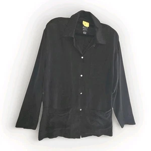 Chaqueta Top Dana B & Karen Manga Larga Negra Abotonada 100% Seda Talla 8 - Imagen 1 de 12