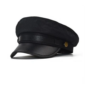 Black Chauffeur Hat Flat Beret Hat Vintage Newsboy Cap Festival Costume Hat - Picture 1 of 9