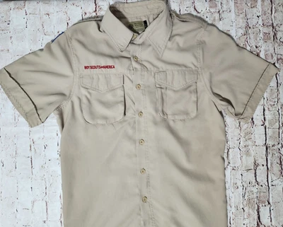 Boy Scout BSA, Camisa Uniforme Oficial, Masculina Pequena, Poli, Ventilada Sem Patches Leia - Imagem 1 de 4