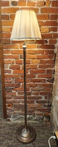 Vintage Alsy Swing Arm Floor Lamp Brass Base Pleated Shade Adjustable Reading - Picture 1 of 24