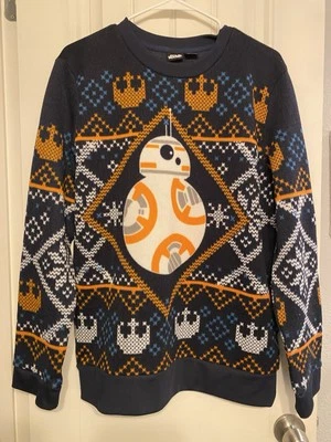Star Wars BB8 Droid Holiday Ugly Christmas Sweater Navy Blue Size Boys XL - Image 1 of 4