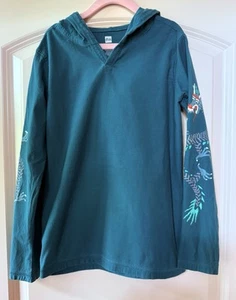 Tea Sz 10,T-shirt w/ Hoodie,teal,100% Cotton - Picture 1 of 5