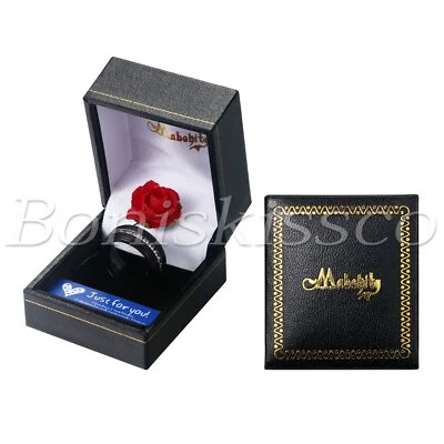 Anillo de compromiso de circonita cúbica con anillo de titanio negro de 8 mm para hombre ajuste cómodo Foto 1 de 4