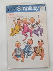 Vintage Sewing Pattern Simplicity 9639 - Babies Layette 1972 Sz 6 months - Picture 1 of 2