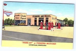 Louisville Kentucky Perk-UP Perkins Motors Linen Postcard A839 - Picture 1 of 2