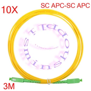 10PCS 3M SC/APC Simplex Mode Fiber Optic Patch Cord Cable SC/APC 3.0mm Jumper - Afbeelding 1 van 1
