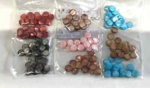 JOB LOT of 10 packs of 11.5mm Shell Domed Disc Beads - 150 beads in total - Picture 1 of 1