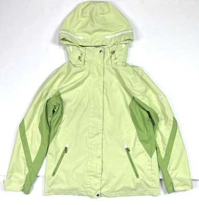 Abrigo de lluvia con capucha ZeroXposur para mujer pequeño verde chaqueta con cremallera completa Foto 1 de 4