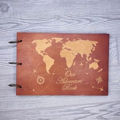 Nuestro libro de aventuras álbum de recortes de madera álbum de fotos libro aniversario boda regalo Foto 1 de 4